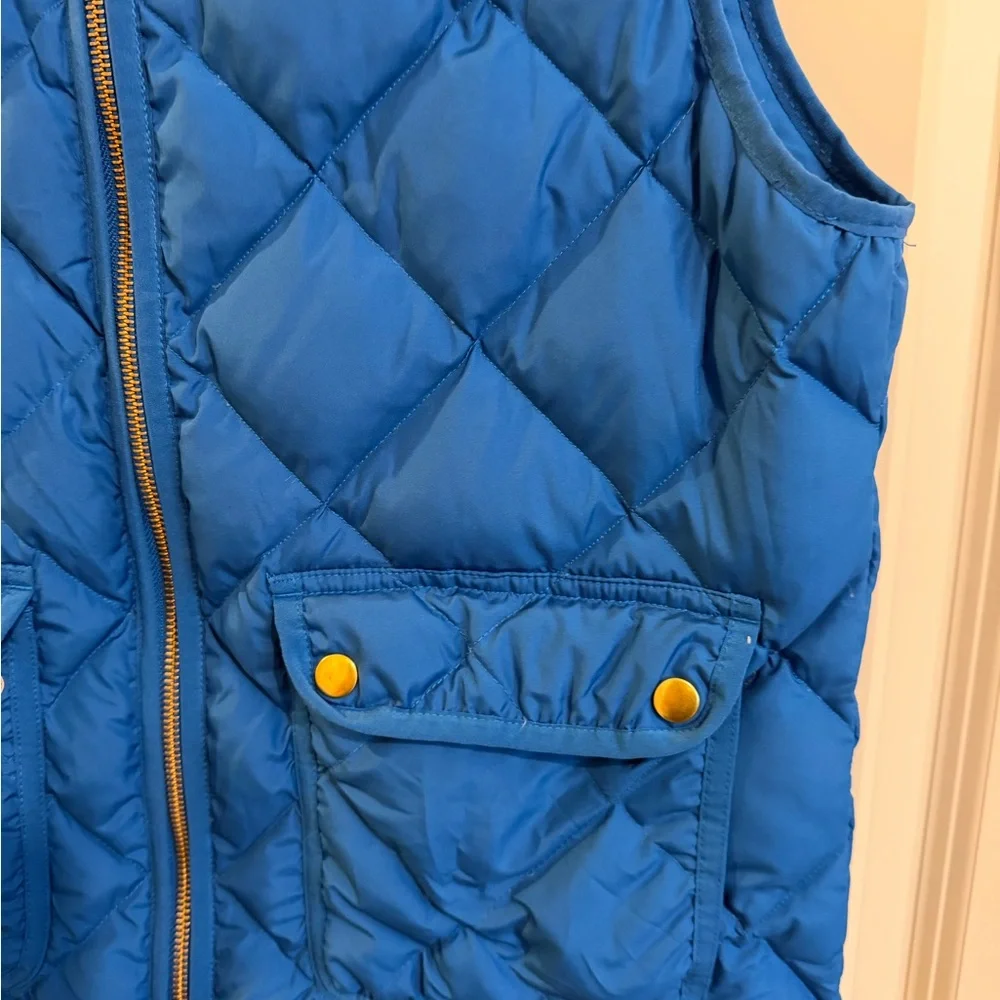 J. Crew quilted down royal blue vest. Size medium.